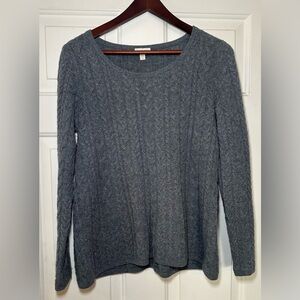 Garnet Hill Cashmere Textured Stitch Gray‎ Pullover Crewneck XS Sweater.